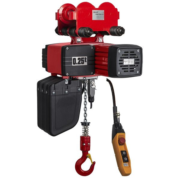 DELTA Premium Elektrischer Kettenzug Typ DEH mit Handfahrwerk 400V, 8/2m/min 1-Strang, 0,25t mit 3m Hubhöhe, DH.0.DEY.002503.03