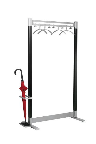 Kerkmann Reihengarderobe Montana, B 1000 x T 460 x H 1700 mm, schwarz/alusilber, 31655214