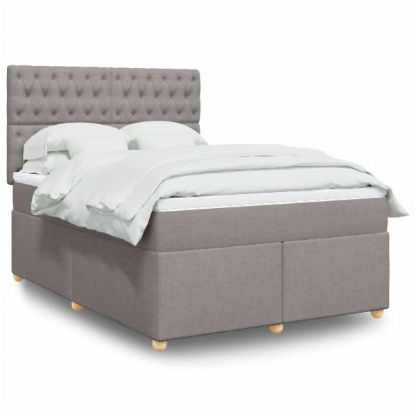 vidaXL Boxspringbett mit Matratze Taupe 140x190 cm Stoff, 3291286