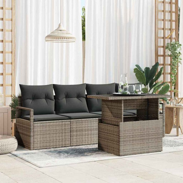 vidaXL Garten-Sofa-Set mit Kissen, 5er Set, Grau 100 x 55 x 73 cm, 3348725