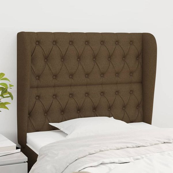 vidaXL Kopfteil mit Ohren Dunkelbraun 103x23x118/128 cm Stoff, 3118285