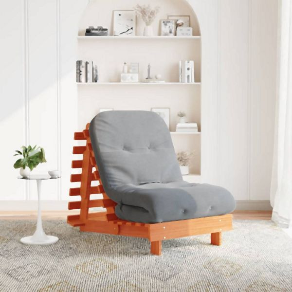 vidaXL Futon Schlafsofa mit Matratze Braun 70x206x11 Massivholz Kiefer, 846753
