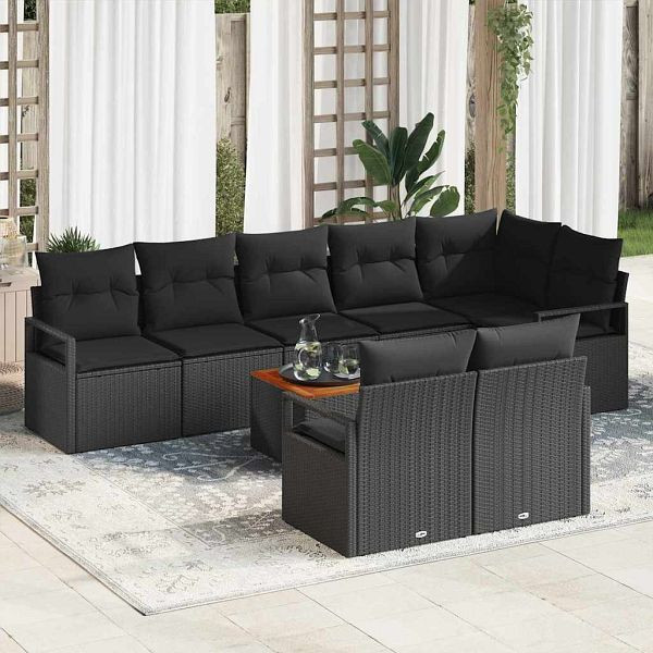 vidaXL Garten-Sofa-Set 9-teilig Schwarz, 3356392, 8721288366634