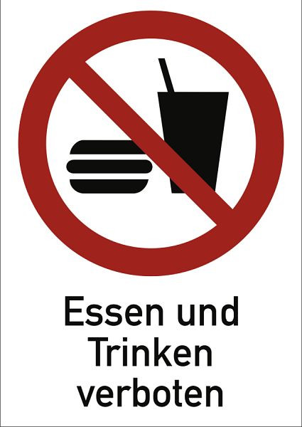Moedel Essen und Trinken verboten ISO 7010, Kombischild, Folie, 210x297 mm, 58410