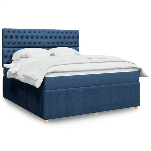 vidaXL Boxspringbett mit Matratze Blau 180x200 cm Stoff, 3292148