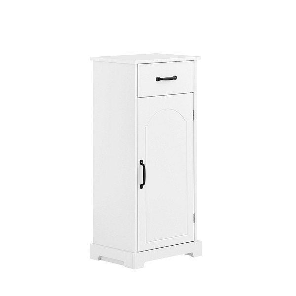 SoBuy Badunterschrank mit einer Schublade Weiß 42x30x93 cm, Minimalistisch, BZR207-W