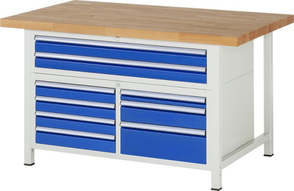 RAU Werkbank Serie 8000 - Modell 8923, B1500 x T900 x H840 mm, Systemunterbau B1235 x T850 x H800 mm, 03-8923A2-159B4S.11