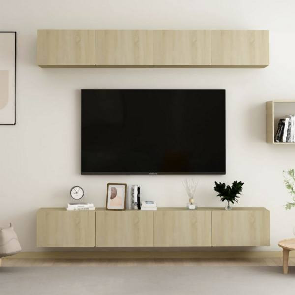 vidaXL TV-Schränke 4 Stück Sonoma-Eiche 100x30x30 cm Holzwerkstoff, 3078956