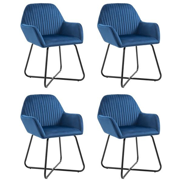 vidaXL Esszimmerstühle 4 Stück Blau Samt, Material: Polyester: 100%, 277005