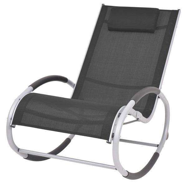 vidaXL Garden-Schaukelstuhl Schwarz Textilene, Material: Textilene-Gewebe, lackierter Aluminium-Rahmen, Eisen, 47781