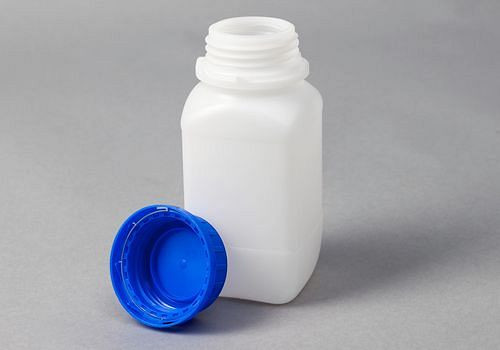 DENIOS Weithalsflaschen aus HDPE, eckig, natur-transparent, 500 ml, UN, VE: 15 Stück, 257562