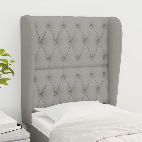 vidaXL Kopfteil mit Ohren Hellgrau 83x23x118/128 cm Stoff, 3118266