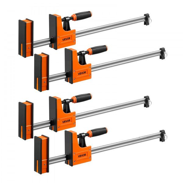 VEVOR Schraubzwingen 4er-Pack, 60,96 cm Öffnung, F-Zwingen, 680 kg, 2-fach Klemm-/Spreizfunktion, Gummifüße, Kohlenstoffstahl, FJPXJ4JT24INLN9YK001V0