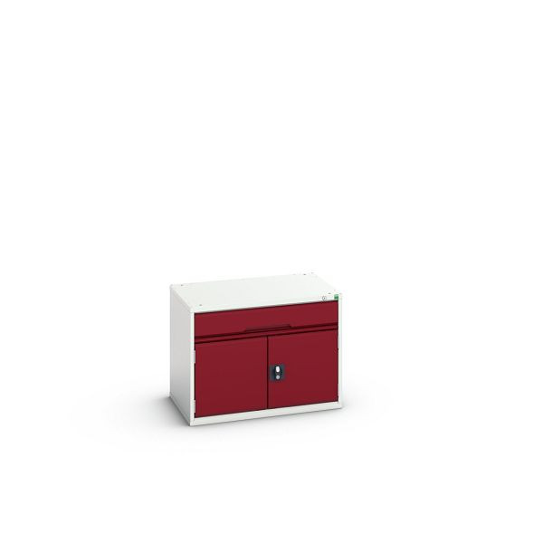 bott verso Schubladenschrank mit Flügeltür, mit 1 Schublade und Fachboden, BxTxH: 800 x 550 x 600 mm, Lichtgrau / Purpurrot, 16925106.24