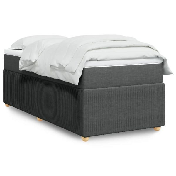 vidaXL Boxspringbett mit Matratze Dunkelgrau 100x200 cm Stoff, 3285547