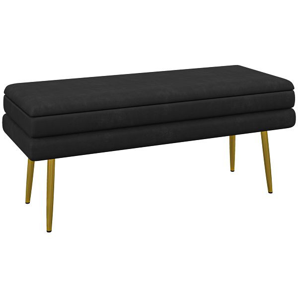 HOMCOM Sitzbank Polsterbank, mit Stauraum, Stahl, 100 cm x 37,5 cm x 42 cm, Schwarz, 838-438V01BK