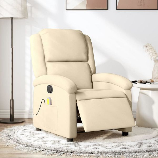 vidaXL Massagesessel Elektrisch Creme Stoff, Füllmaterial: Schaumstoff, PP-Faser, 3204161