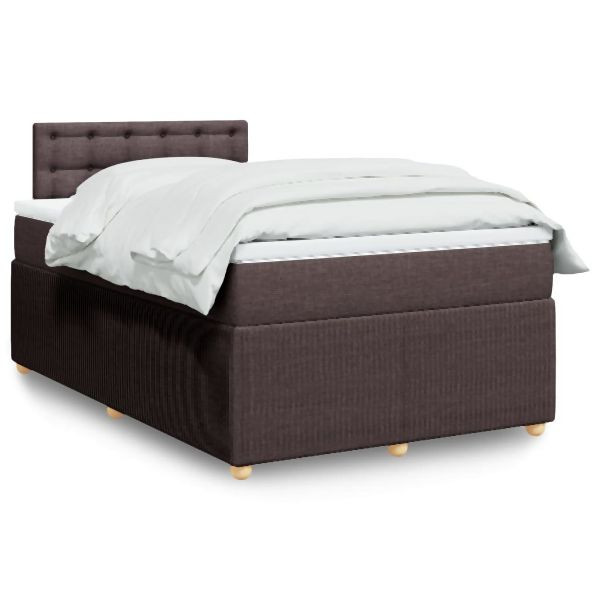vidaXL Boxspringbett mit Matratze Dunkelbraun 120x200 cm Stoff, 3289740
