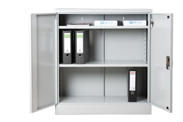 Gürkan Flügeltürenschrank, 42 x 92 x 100 cm, Lichtgrau, Fachboden Stück 2, FLC/FP.109242, 109941