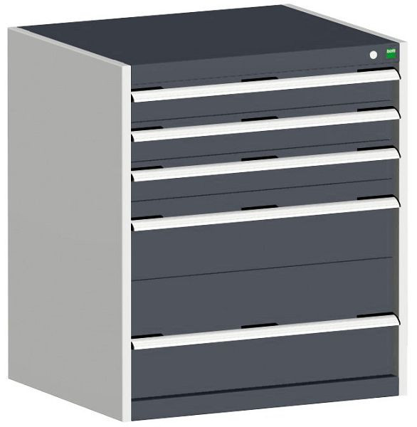 bott cubio Schubladenschrank bestückt mit 5 Schubladen BxTxH: 800 x 525 x 900 mm, RAL 7035/7016, 40012025.19V