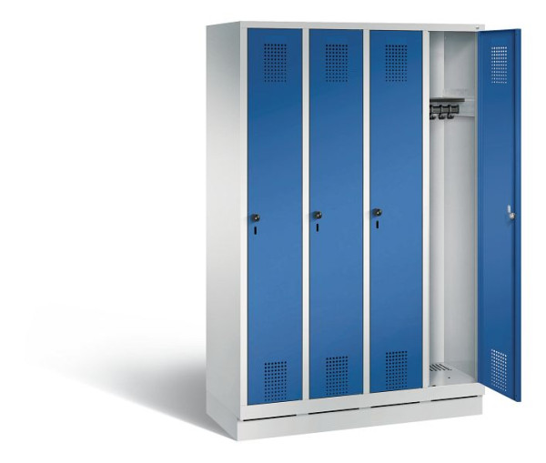 C+P Garderobenschrank Evolo, H1800xB1190xT500mm, Farbe: Lichtgrau / Enzianblau, 48020-40 S10012