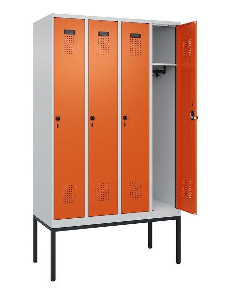 C+P Spind Evolo PLUS, Gestell, 4 Abteile, 2120x1200x500mm, 7035/2004, Verschluss Drehriegel, Ablageböden 4, 0490307-40 S10002