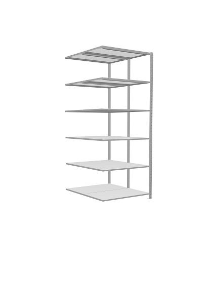 Schulte Anbauregal, Steck-Doppelregal MULTIplus150, 2500 x 1000 x (2x600) mm, 2x6 Fachböden, Kreuzstrebe, RAL 7035 lichtgrau, 32766