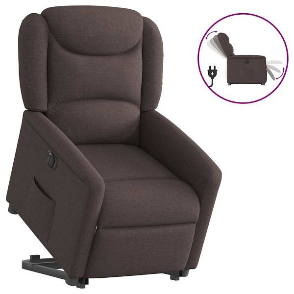 vidaXL Relaxsessel mit Aufstehhilfe Elektrisch Dunkelbraun Stoff, 3303219