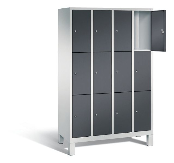 C+P Schließfachschrank Evolo, H1850xB1190xT500mm, Farbe: Lichtgrau / Schwarzgrau, 48010-403 S10128