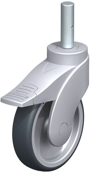 Blickle LWGX-TPA 126G-FI-ZAX51 Kunststoff-Lenkrolle WAVE, rostfrei, mit Zapfen & Feststeller, Thermoplastisches Gummi-Elastomer, Grau, 751708