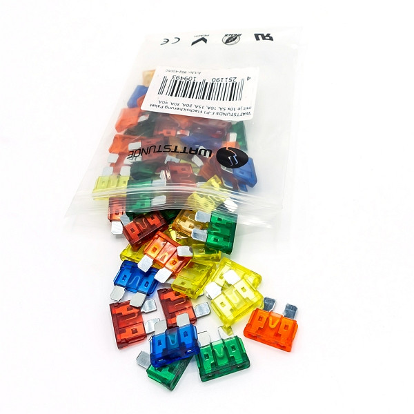 WATTSTUNDE F-P1 Flachsicherung Paket mit je 10x 5A, 10A, 15A, 20A, 30A, 40A, 902-40060