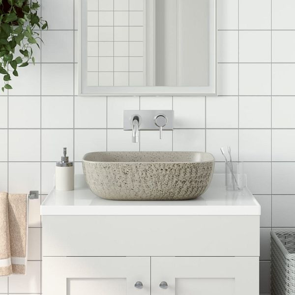 vidaXL Aufsatzwaschbecken Grau Rechteckig 48x37,5x13,5 cm Keramik, 155096