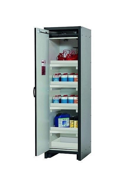 asecos Sicherheitsschrank Q-CLASSIC-30, Q30.195.056 in enzianblau RAL 5010 mit 4x Wannenboden Standard (Polypropylen), 31002-067-30087