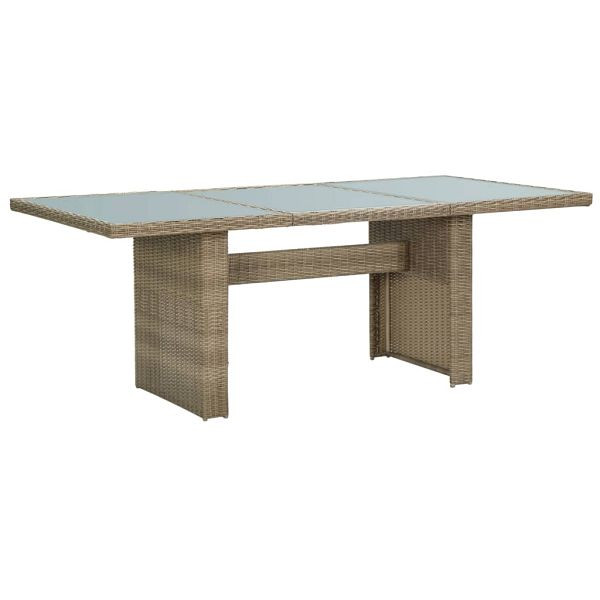 vidaXL Garten-Esstisch Braun 200x100x74 cm Glas und Poly Rattan, 310142