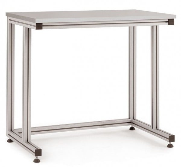 Manuflex Pulttisch ALU mit Kunststoffplatte für stehende Tätigkeiten, BxTxH = 1000 x 600 x 900-917 mm, AA7007