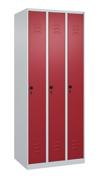 C+P Umkleidespind Classic PLUS, 3 Abteile, 1850x750x500mm, 7035/3003, Drehriegel, 080000-39 S10001