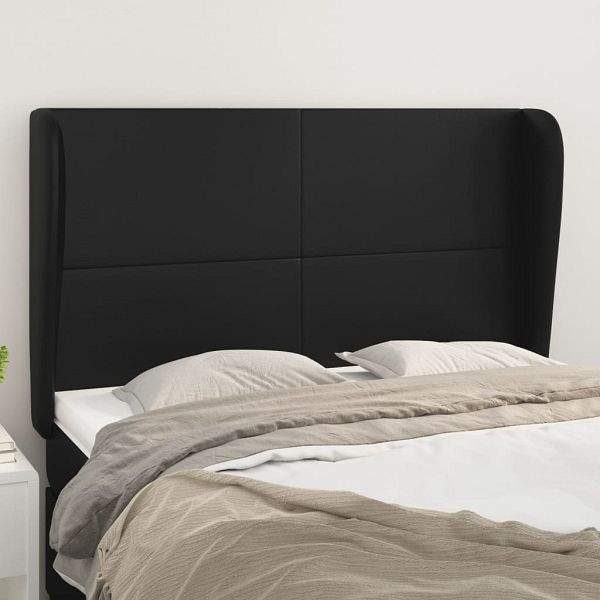 vidaXL Kopfteil mit Ohren Schwarz 147x23x118/128 cm Kunstleder, 3117766