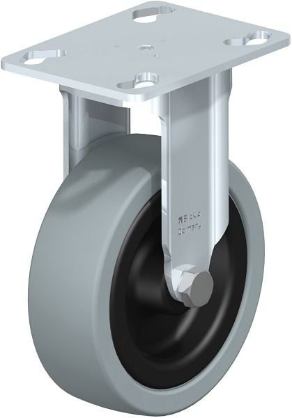 Blickle BKPA-VPA 101G Apparate-Bockrolle mit Anschraubplatte, Vollgummi, Grau, 348300