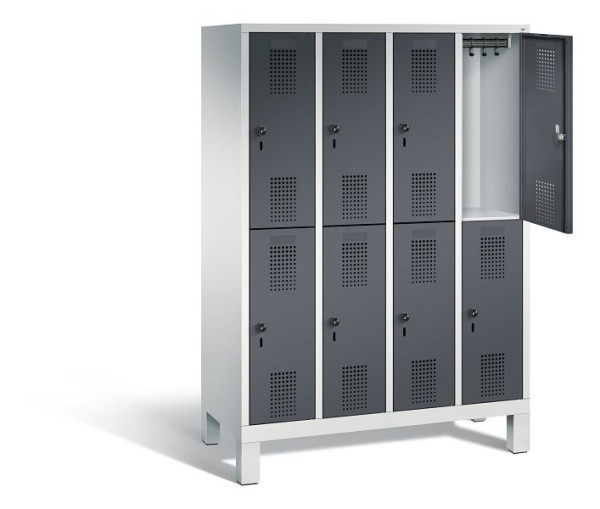 C+P Spind doppelstöckig Evolo, H1650xB1190xT500mm, Farbe: Lichtgrau / Schwarzgrau, 483106-40 S10062