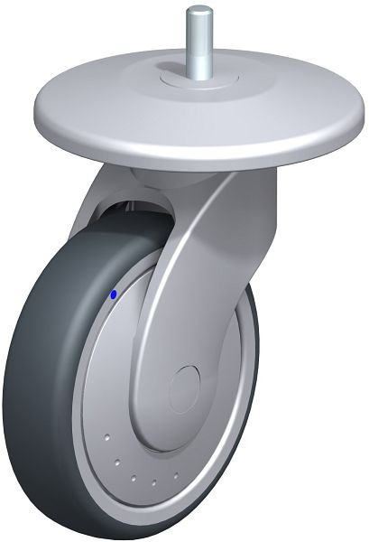Blickle LWGX-TPA 126XK-11-FK-AMGX125 Kunststoff-Lenkrolle WAVE, rostfrei, mit Abweisrad, Thermoplastisches Gummi-Elastomer, Grau, 849798