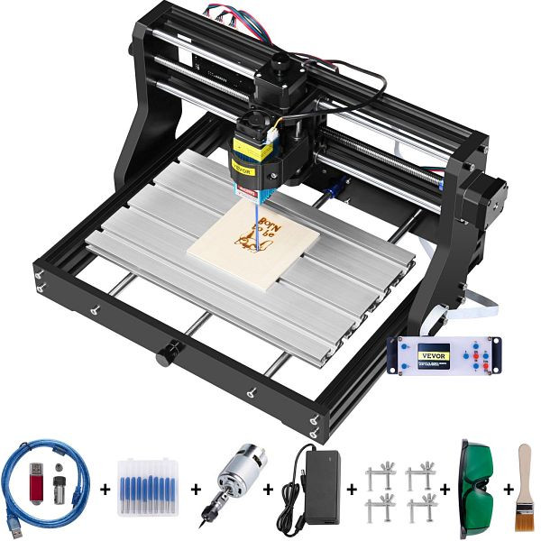VEVOR CNC 3018 Pro Graviermaschine 5500 mW Lasergravierer 3 Achse, mit GRBL Steuerkarte Offline Controller Bearbeitung von Acryl, DKJ3018PRO5.5W001V2