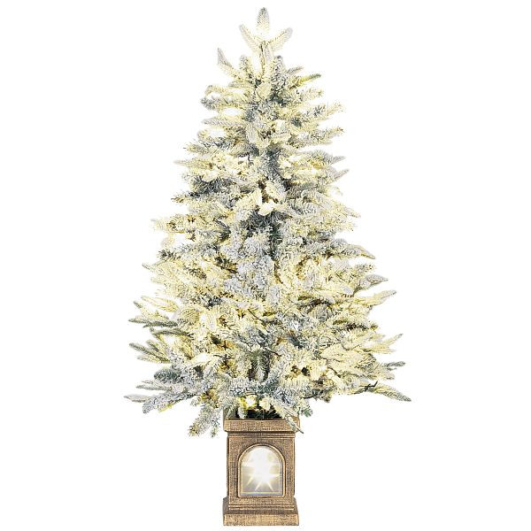 HOMCOM Künstlicher Weihnachtsbaum, schneebedeckter Look, 100 LEDs, 8 Modi, Kunststoff, 83C-152V90GN