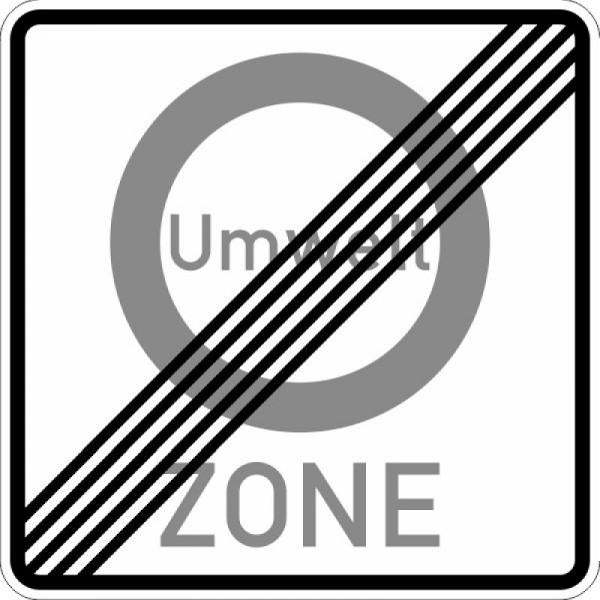 Stein HGS Ende einer Verkehrsverbotszone zur Verminderung schädlicher Luftverunreinigungen in einer Zone Nr. 270.2, 600x600mm /RA2/Alform, 270.2-122