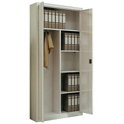 Eurobox Flügeltürenschrank, Kleiderfach links/ 3 Fachböden rechts + Hutoden ohne Trennung, 1.990 x 1.000 x 435 mm, 0603-100204