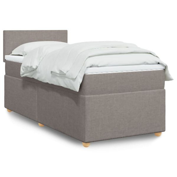 vidaXL Boxspringbett mit Matratze Taupe 80x200 cm Stoff, 3288804