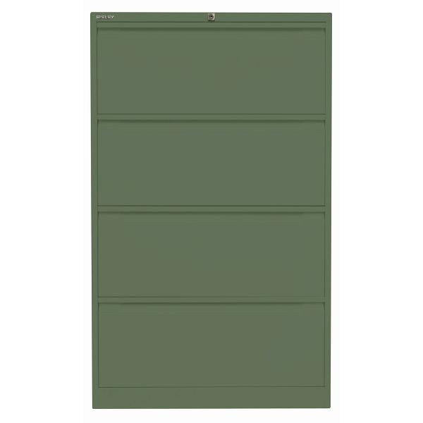 Bisley Hängeregistraturschrank, doppelbahnig, 4 HR-Schubladen, 623 olivgrün, DF4623