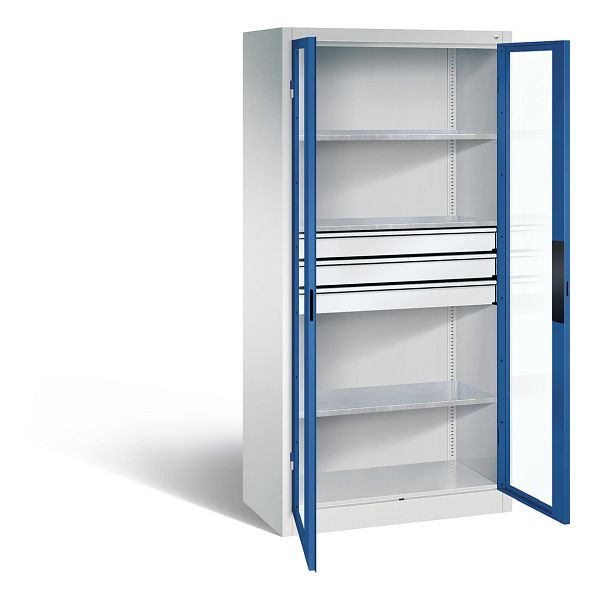 C+P Werkzeugschrank Acurado, H1950xB930xT500mm, Farbe: Lichtgrau / Enzianblau, Muldengriff, 8921-55302 S10014