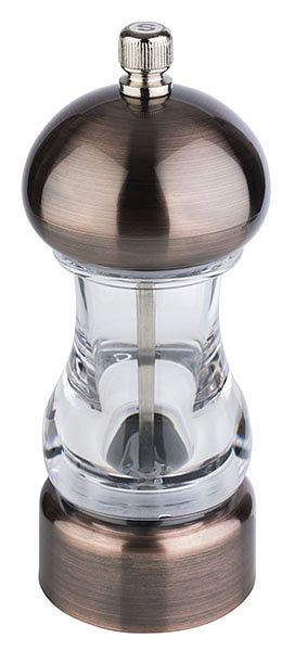 APS Salzmühle -COPPER-, Ø 6 cm, Höhe: 15 cm, Acryl, ABS, Farbe: Kupfer / transparent, Mahlwerk aus Edelstahl, 40552