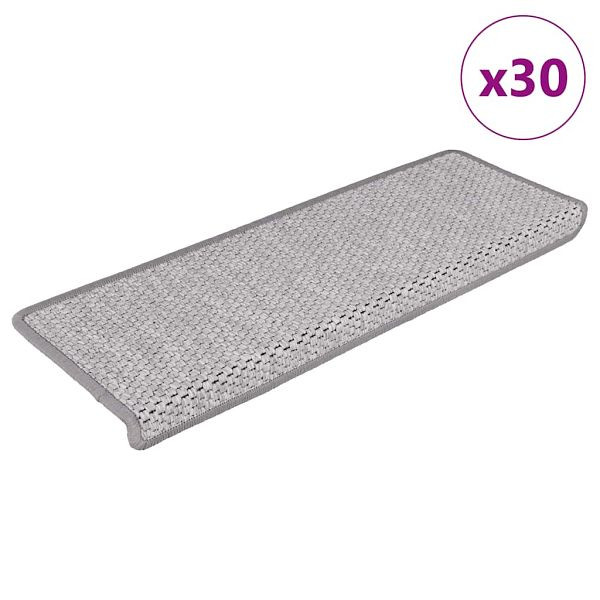 vidaXL Stufenmatten Selbstklebend Sisal-Optik 30Stk. 65x21x4cm Platina, 3365882