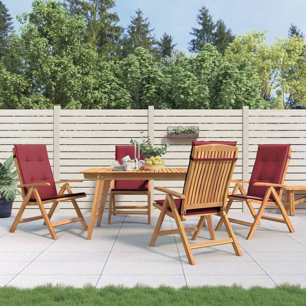 vidaXL Gartenstühle mit Kissen 4 Stück Massivholz Teak, 3196472